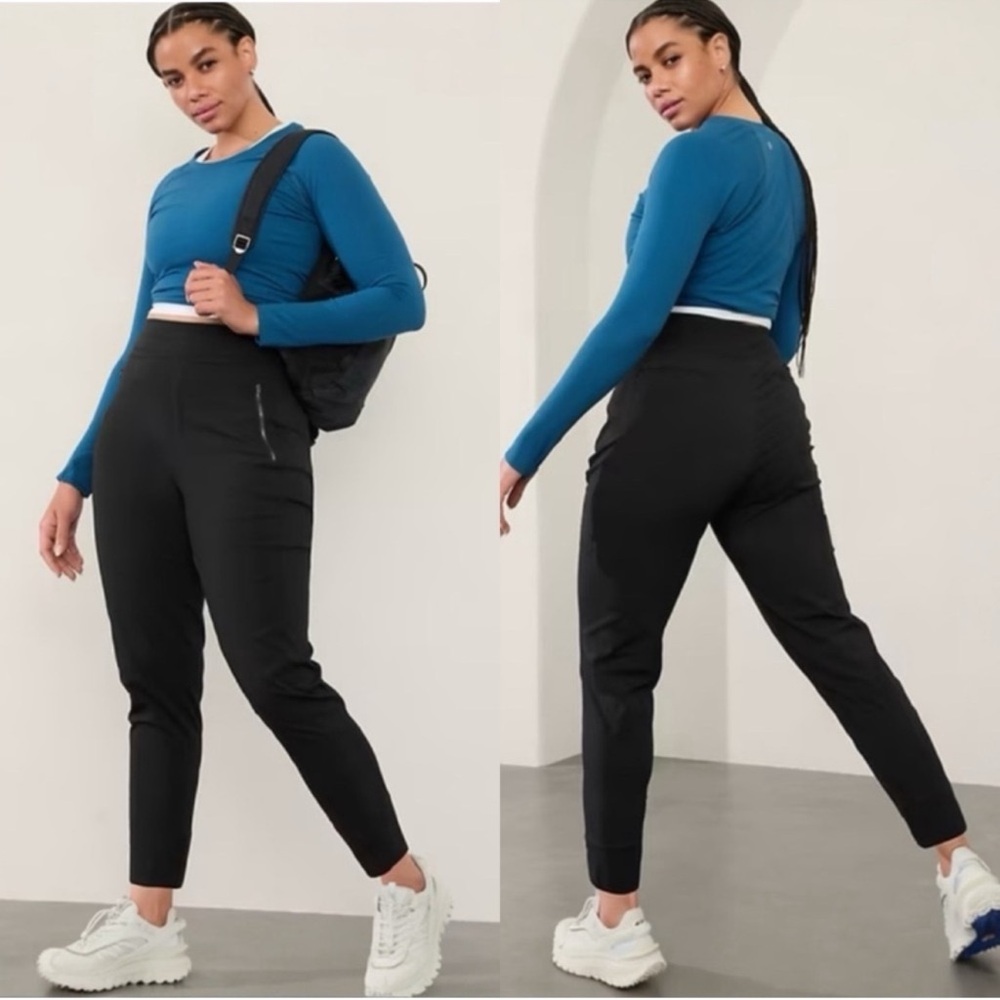 ATHLETA Trekkie North High Rise Black Ankle Pull On Pants Joggers